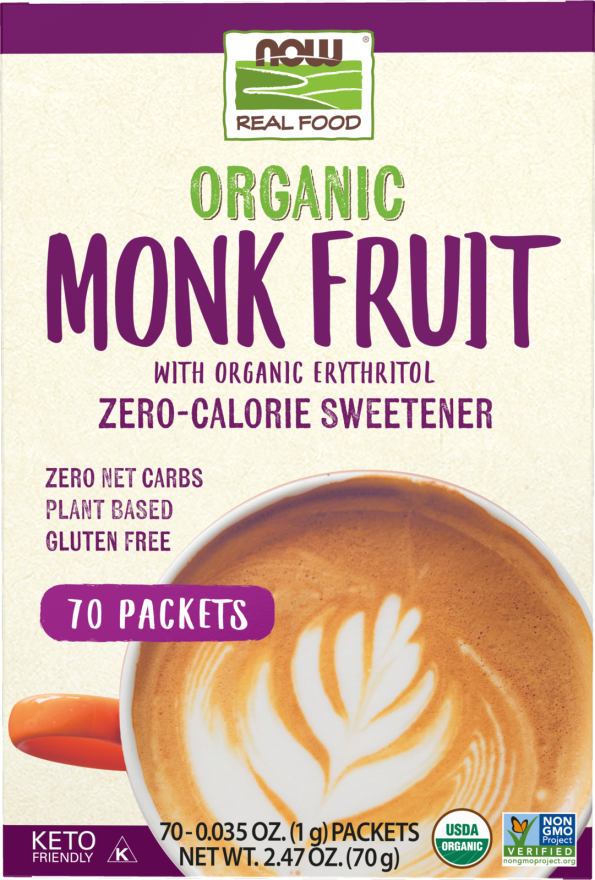 Organic Monk Fruit Keto Friendly Packets 70/box by Now Foods Discount