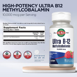 Ultra B-12 Methyl ActivMelt  30ct 10000mcg lozenge Raspberry by Kal