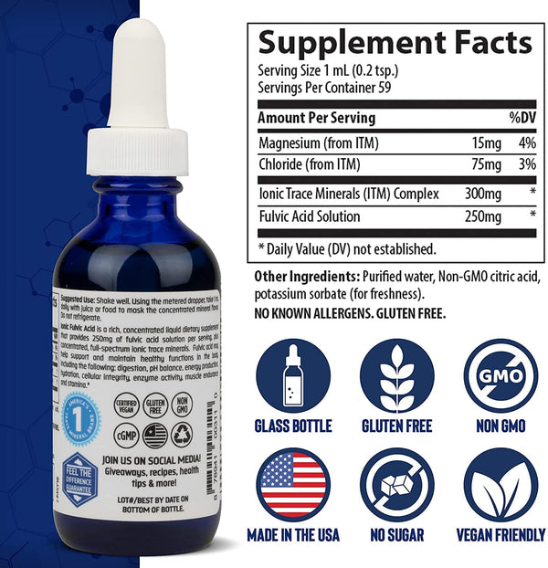 Liquid Ionic Fulvic Acid 250mg - 2 FL OZ by Trace Minerals Research