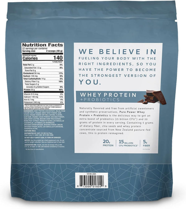 Pure Power Whey Protein + Probiotics - Chocolate 1 lb. 15oz. by Dr. Mercola