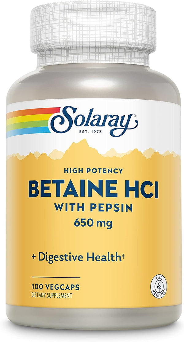 Betaine HCI HP w Pepsin 100ct 650mg veg cap