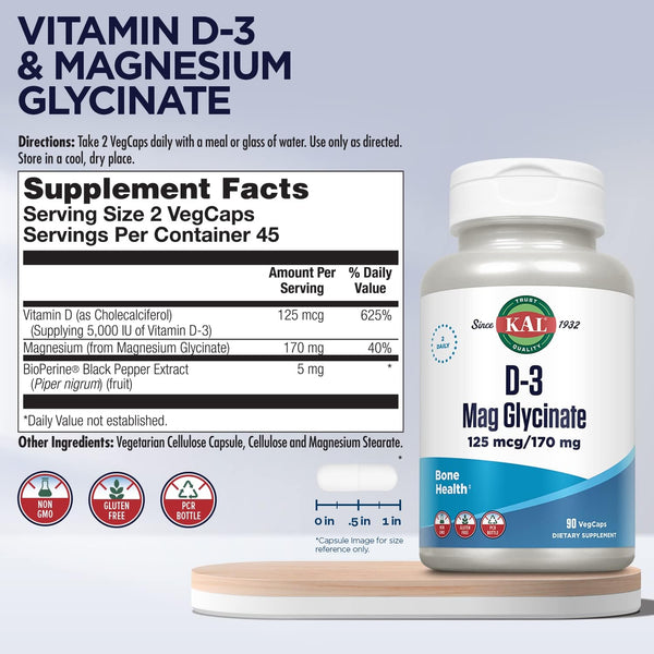 D3 Mag Glycinate  90ct 125mcg by Kal