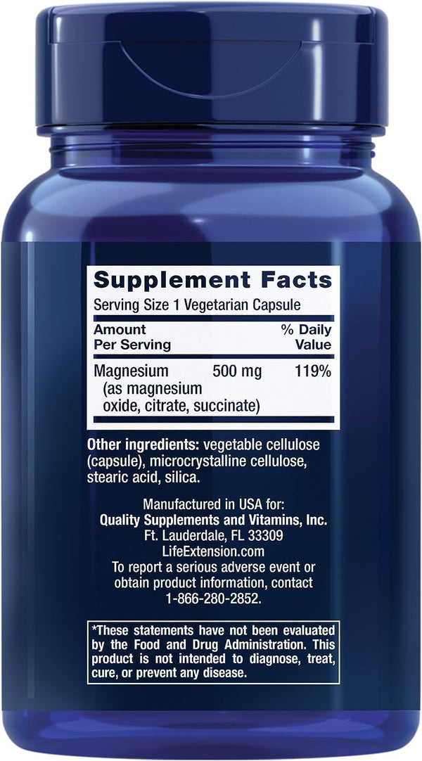 Magnesium Caps - 100 Vegetarian Capsules (Life Extension)