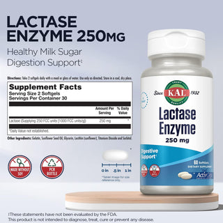 Lactase Enzyme AG 60ct 250mg by Kal