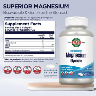 Magnesium Glycinate AG HA  90ct  softgel by Kal