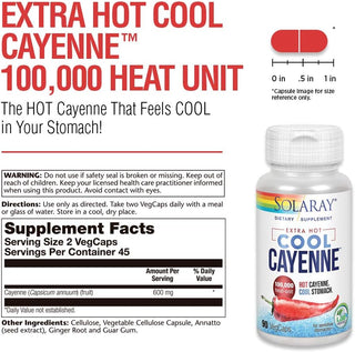 Cool Cayenne 100000 Heat Unit 90ct 600mg capsule by Solaray