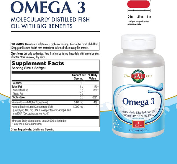 Omega 3  120ct 180mg by Kal