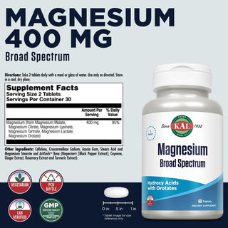 Magnesium Broad Spectrum  60ct 400mg by Kal