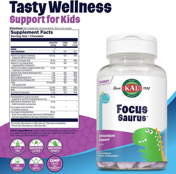 Focus Saurus™  30ct  chewable Grape by Kal