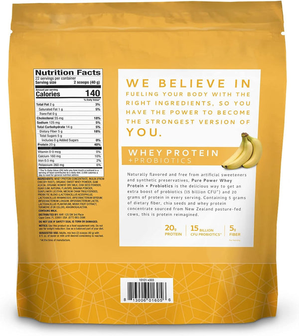 Pure Power Whey Protein + Probiotics - Banana 1 lb. 15oz. by Dr. Mercola