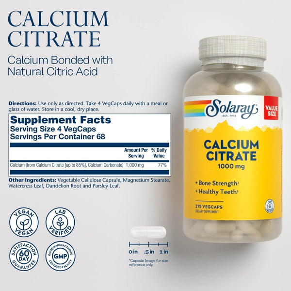 Calcium Citrate 275ct 1000mg capsule by Solaray