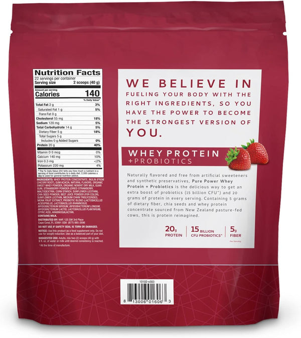 Pure Power Whey Protein + Probiotics - Strawberry 1 lb. 15oz. by Dr. Mercola