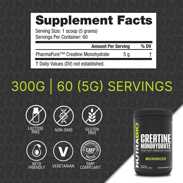 Creatine Monohydrate - 10.6 OZ (NutraBio)