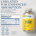 Cal-Mag Citrate w Vit D2 2:1 Ratio 360ct veg cap by Solaray