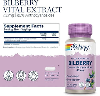 Bilberry 36% Anthocyanosides 120ct 42mg veg cap