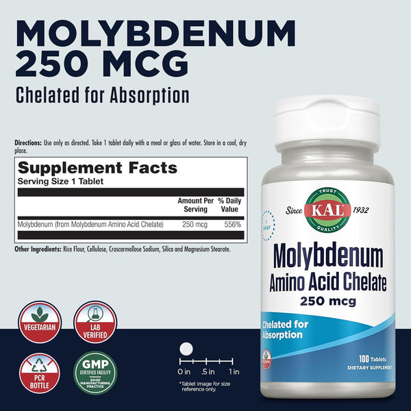 Molybdenum Amino Acid Chelate  100ct 250mcg by Kal