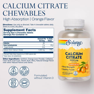 Calcium Citrate 60ct 1000mg chewable Orange by Solaray