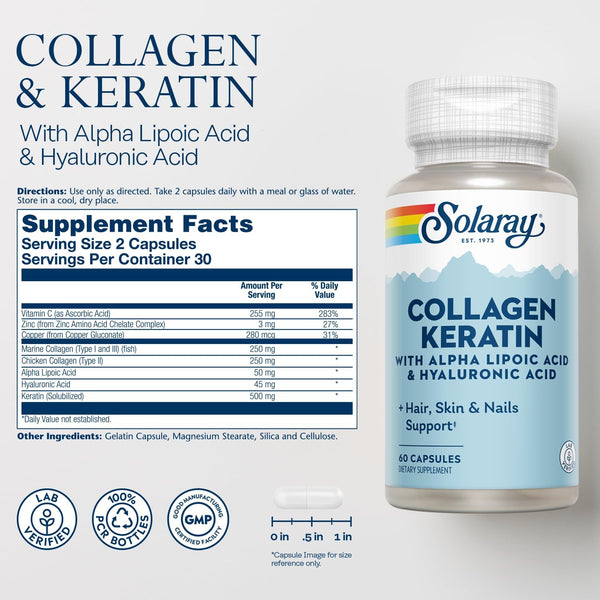 Collagen Keratin w Alpha Lipoic Acid & Hyaluronic Acid 60ct  gelcap