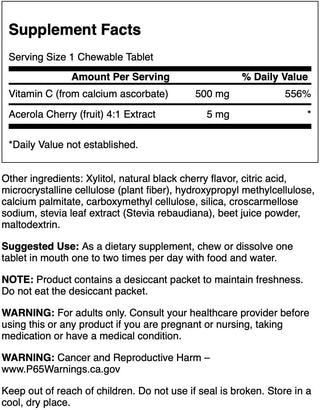 Vit C Sugarless  60ct 500mg chewable Orange by Kal