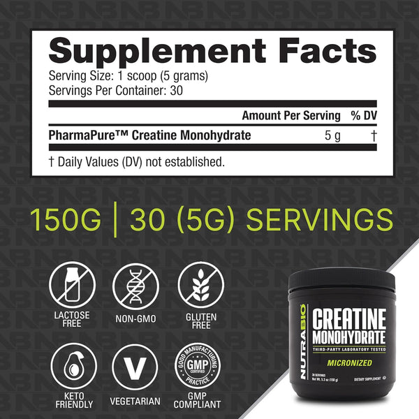 Creatine Monohydrate 150g - 5.3 OZ (Nutrabio)