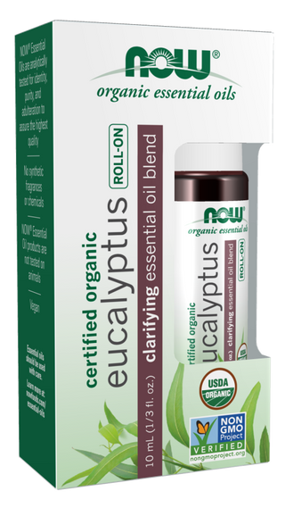 Organic Eucalyptus Essential Oil Roll-On 10 ml by Now Foods