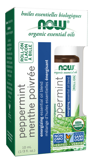 Organic Peppermint Essential Oil Roll-On 10 ml by Now Foods