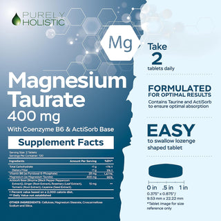 Magnesium Taurate +  180ct 400mg tablet by Kal