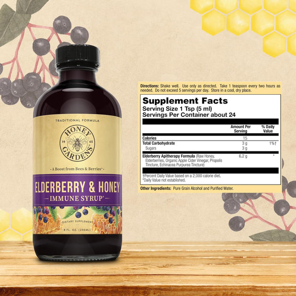 Elderberry & Honey Immune Syrup 4floz liquid Elderberry & Honey by Honey Gardens