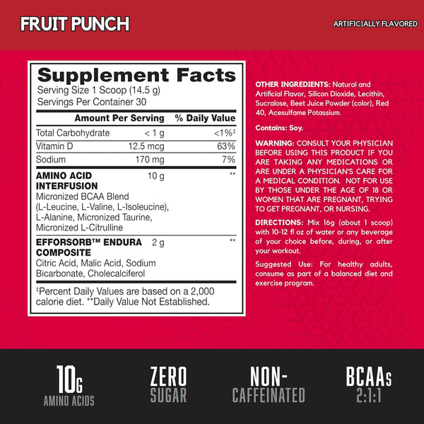 Aminos Endurance & Recovery - 15.3 OZ Fruit Punch (Finish First)