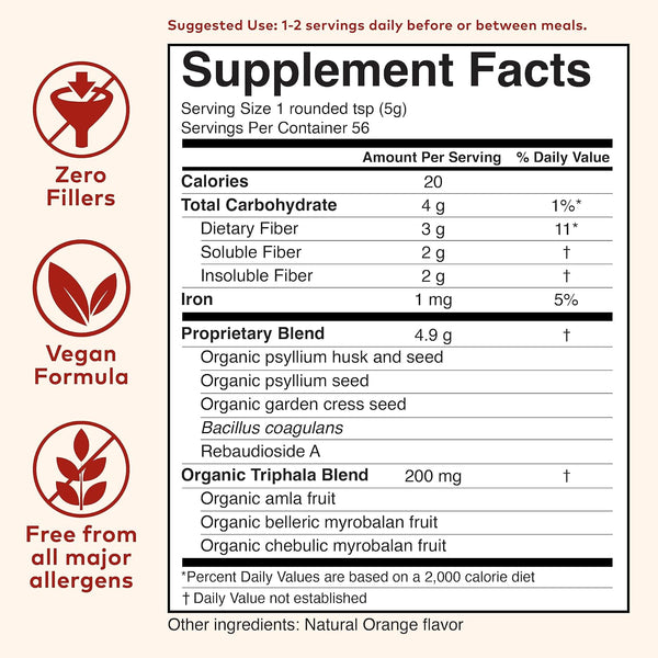 Psyllium Pre & Probiotic Fiber Orange - Organic India