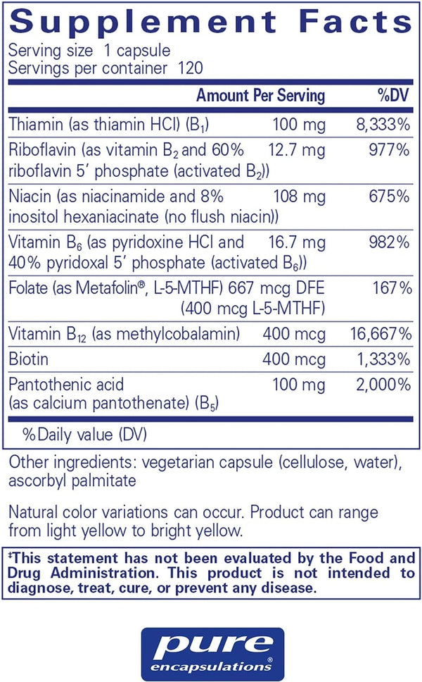 B-Complex Plus - 120 Capsules (Pure Encapsulations)