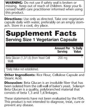 Beta Glucan HP-Beta 1,3-1,6 Linkages 30ct 200mg veg cap by Solaray