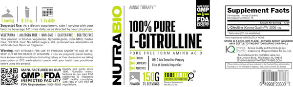 Citrulline Powder 150 Grams - 5.3 OZ (NutraBio)