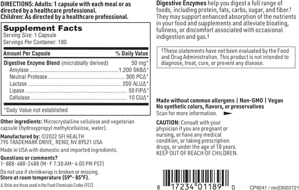 Digestive Enzymes - 180 Caps Klaire Labs