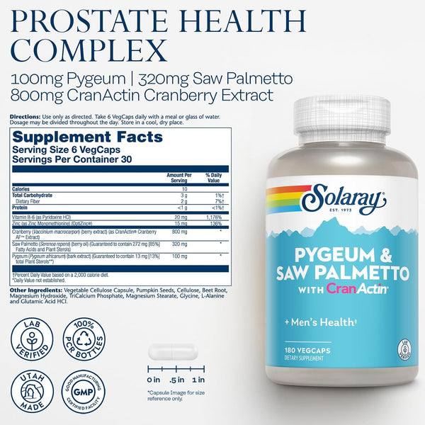 Pygeum & Saw Palmetto 180ct veg cap by Solaray