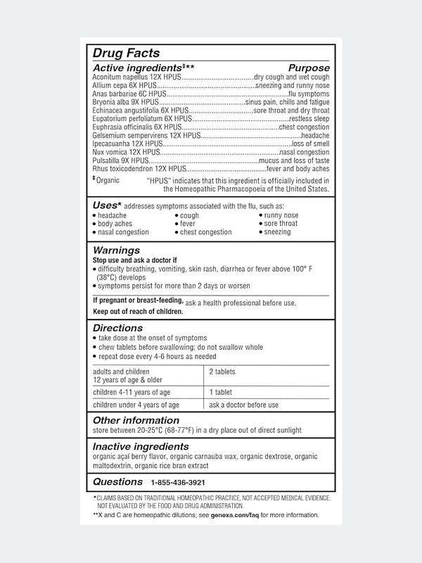 Flu Fix Homeopathic - 60 Chewable Tablets (Genexa)