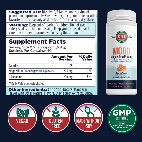 Mood Magnesium Powder  278g 325mg by Kal