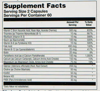 B-Stress PM™ TR-Vit B & C w Calcium, Magnesium & Valerian Root 120ct  gelcap