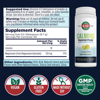 Calming Magnesium Powder 9.5oz Lemon Lime by Kal