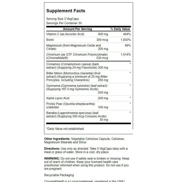 Blood Glucose Success w Cinnamon, Chromium & More 90ct veg cap by Solaray