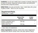 Acetyl L-Carnitine + ALA Tablets 60ct by KAL