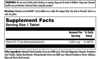 B-12 Adenosylcobalamin 1000 mcg ActivMelt Instant Dissolve Tablets 90ct by KAL