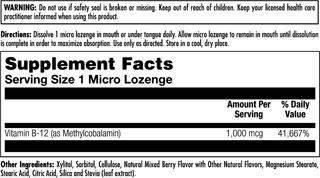 B-12 Methylcobalamin Lozenges 1000 mcg 60ct by KAL