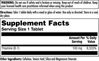 B-1 Tablets 100mg 100ct by KAL