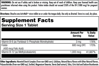 B-6 B-12 Folic Acid ActivMelt Instant Dissolve Tablets 60ct by KAL