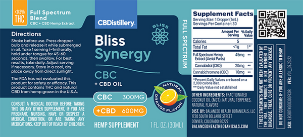 Bliss Synergy - 1 FL OZ Orange Flavor (CBDISTILLERY)