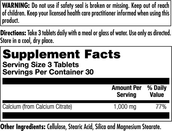 Calcium Citrate 1000 Tablets 90ct by KAL