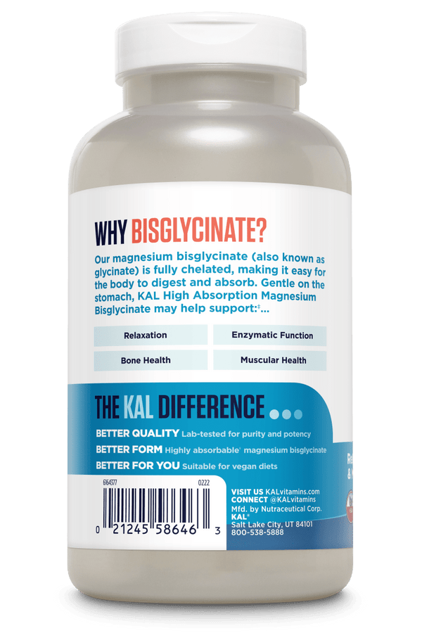 Chelated Magnesium Bisglycinate Tablets 180ct by KAL