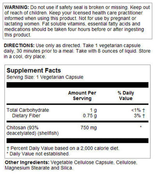 Chitosan VegCaps 750 mg 120ct by KAL