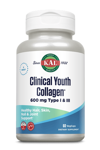 Clinical Youth Collagen Hydrolyzed Marine Collagen Type I & III VegCaps 600 mg 60ct by KAL